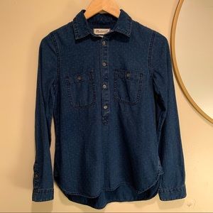 Madewell Polka Dot Chambray Longsleeve